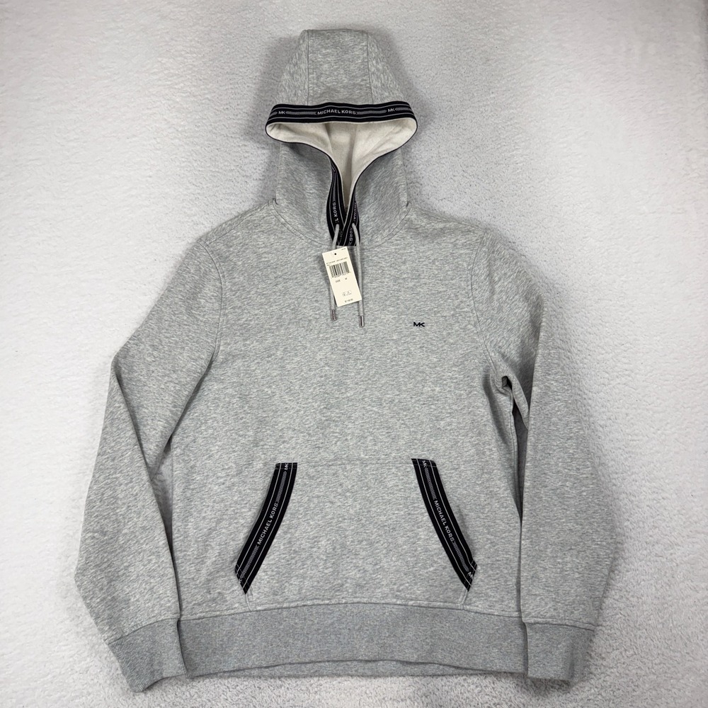 Michael Kors Hoodie Jacket Womens M Gray Pocket Pullover Sweatshirt NWT 118$ Fl*